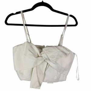 NWT Milly Cream / Off White Bree Linen Bow Top- Size L